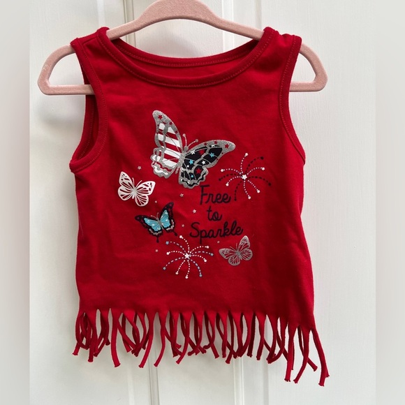 NWOT Way to Celebrate Patriotic 2T Red, White & Blue Free to Sparkle Girls Tank - Picture 1 of 4